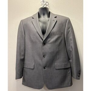 Calvin Klein Sport Coat‎ Grey Check 3 Button Size 42R Silk And Wool Blend